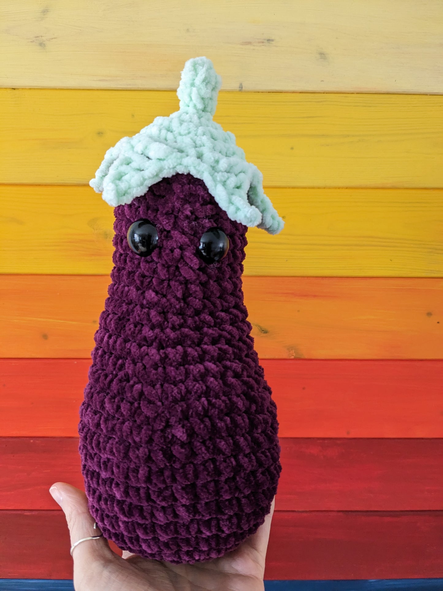 Aubergine Emoji crochet item