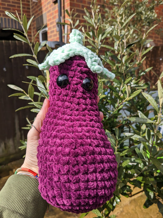 Aubergine Emoji crochet item